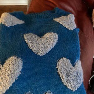 Pink Lily Blue Heart Sweater - New